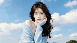 清纯风蓝天下女孩
