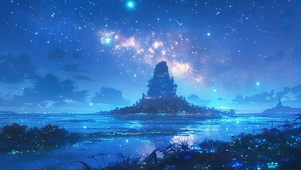 热带海滩明亮星空