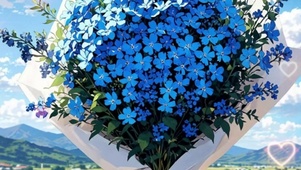 田园蓝色鲜花治愈童话护眼蓝天