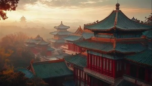 恢弘古城古风建筑风景