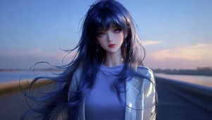 暮色长发少女
