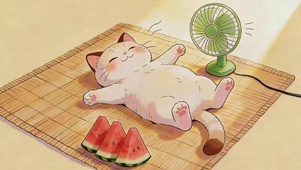 夏日乘凉的猫咪