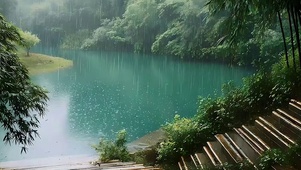 雨天竹林带鱼屏