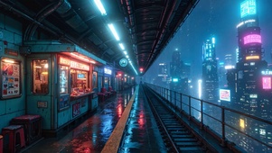 赛博雨夜城市