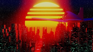 4K夜晚城市飞机