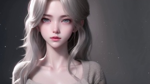 清纯治愈银发美少女