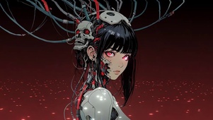 赛博朋克-机械少女-骷髅耳机