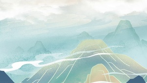 中国风山间飞鹤云雾