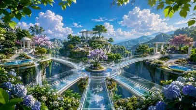 云端空中花园唯美风景
