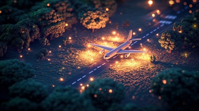 俯瞰微观傍晚飞机场