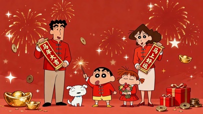 新年小新一家马年祝福