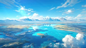 云端俯瞰纯净广阔湖泊