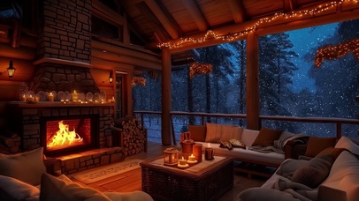 雪夜壁炉