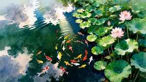碧水锦鲤好运来