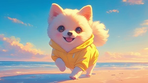 海边的小狗