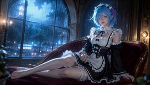 雨夜蓝发女仆