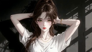 白T清纯高马尾女孩