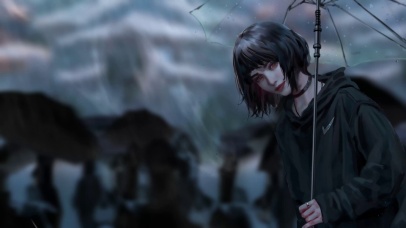 雨中唯美少女