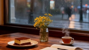 窗外雨天带鱼屏双屏