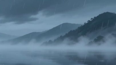 烟雨朦胧山水
