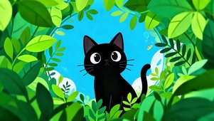 清新治愈小黑猫