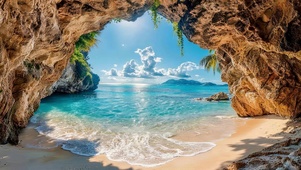 山洞外海滩
