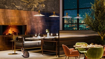 冬季城市咖啡厅