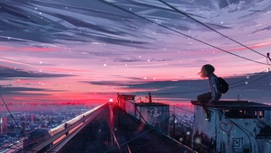 夕阳雪景