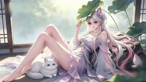 夏窗遮阳猫耳少女