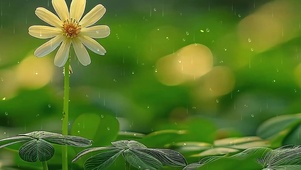 护眼小花朵雨天绿景带鱼屏