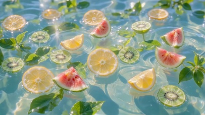 护眼夏池清凉鲜果