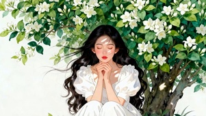 树下许愿女孩