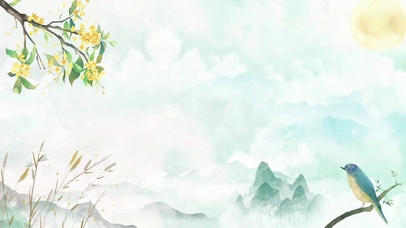 古风水墨画小鸟枝头唯美治愈可爱