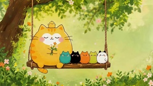 荡秋千的猫咪