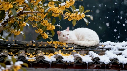 雪檐白猫