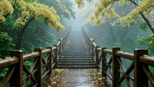 雨雾栈道，桂花氛围