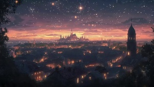 俯瞰夜空星河城市建筑