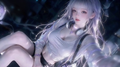 氛围感耳机少女