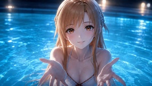 泳池里的二次元美少女亚丝娜