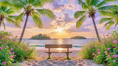 唯美护眼海滩晚霞