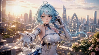 蓝发机甲少女