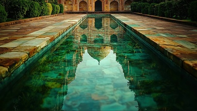 异域宫殿花园水池