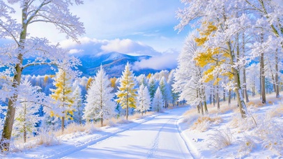 护眼雪山雾凇