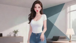 动漫风居家长发美女1