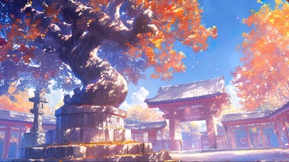 梦幻阳光古树枫叶公园