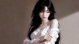 清冷氛围感黑长直美少女