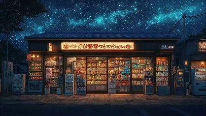 星空温暖灯光便利商店