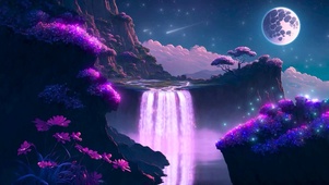 唯美星空梦幻瀑布