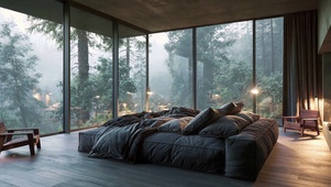 林中小屋雨天