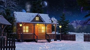 雪地极光小屋